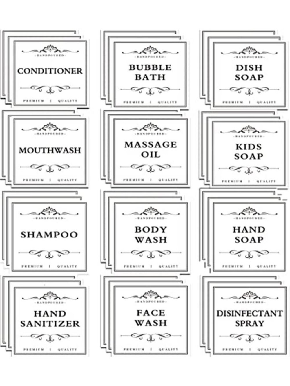 36 PCS Printed Waterproof Labels for Shampoo and Conditioner Bottles, white
